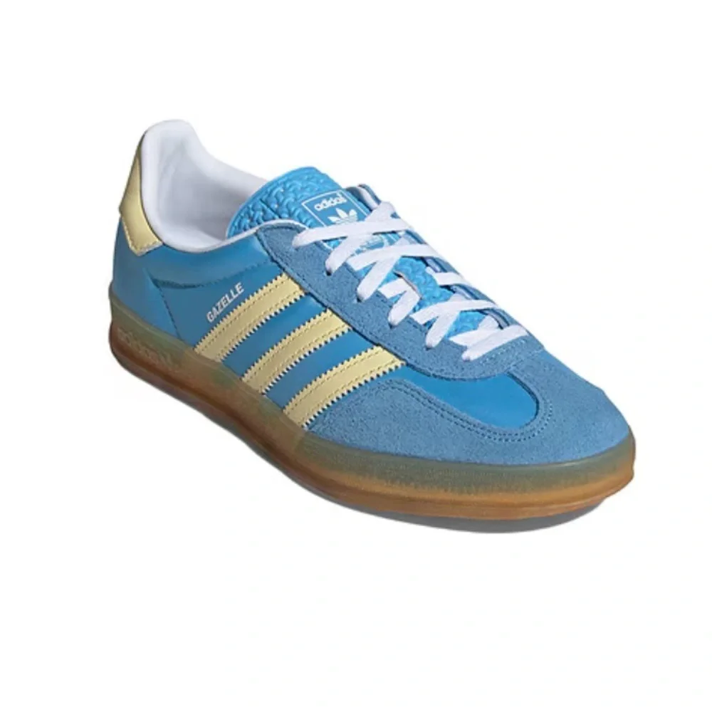 Adidas Originals Gazelle Indoors Leather Suede Sneakers Blue Yellow